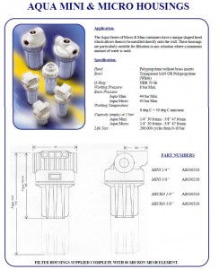 STERLING FILTRATION AQUA MINI & MICRO WATER HOUSINGS